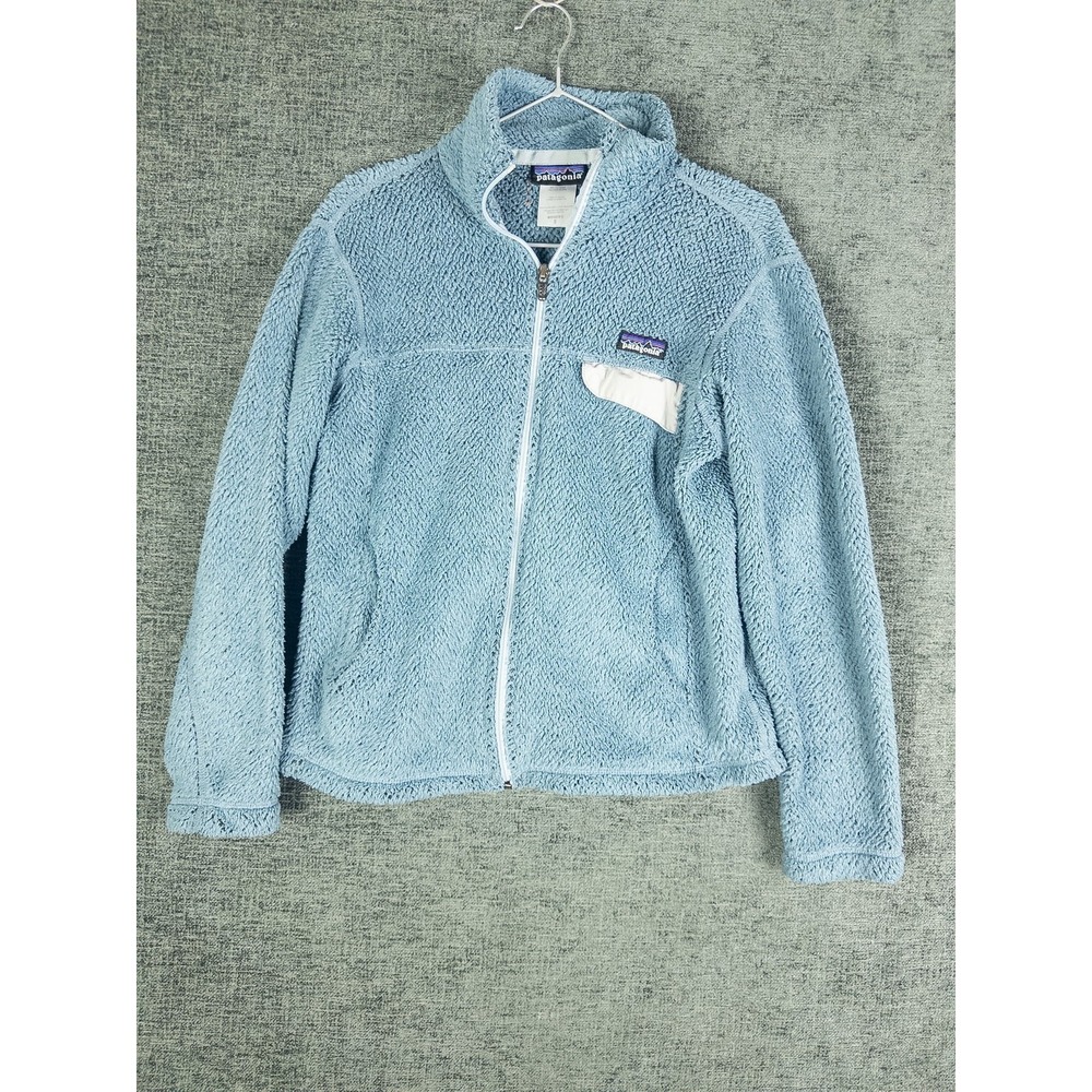 VTG Patagonia Los Gatos Full Zip Fleece Jacket Womens S Light Blue Sherpa Soft C